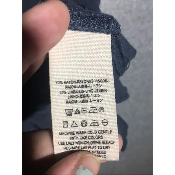 Womens Free People Blouse Cold Shoulder Linen Blend Lagenlook Asymmetric Hem - Picture 3 of 5